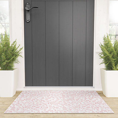 Mieken Petra Designs ditsytoilefloral pink Welcome Mat