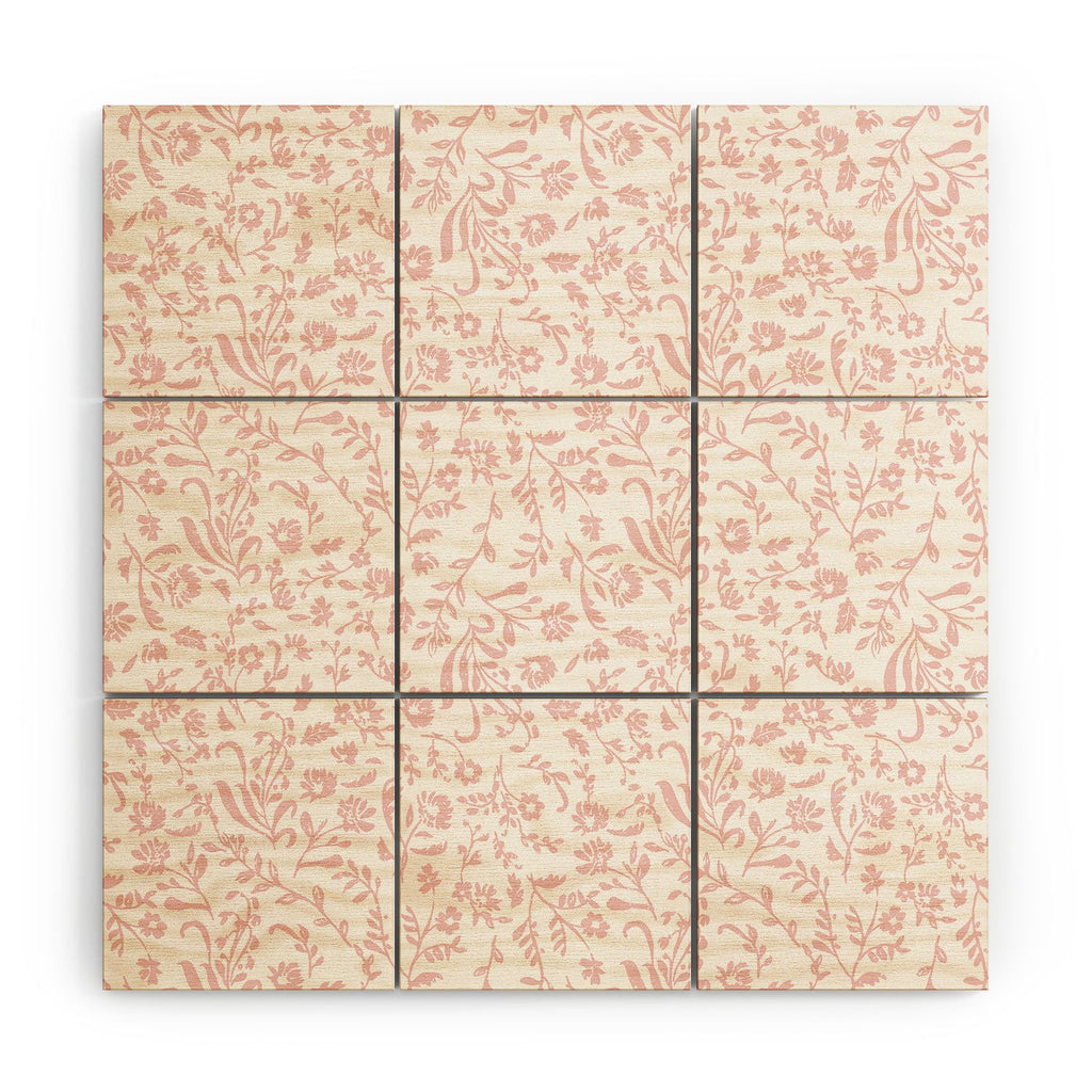 Mieken Petra Designs ditsytoilefloral pink Wood Wall Mural