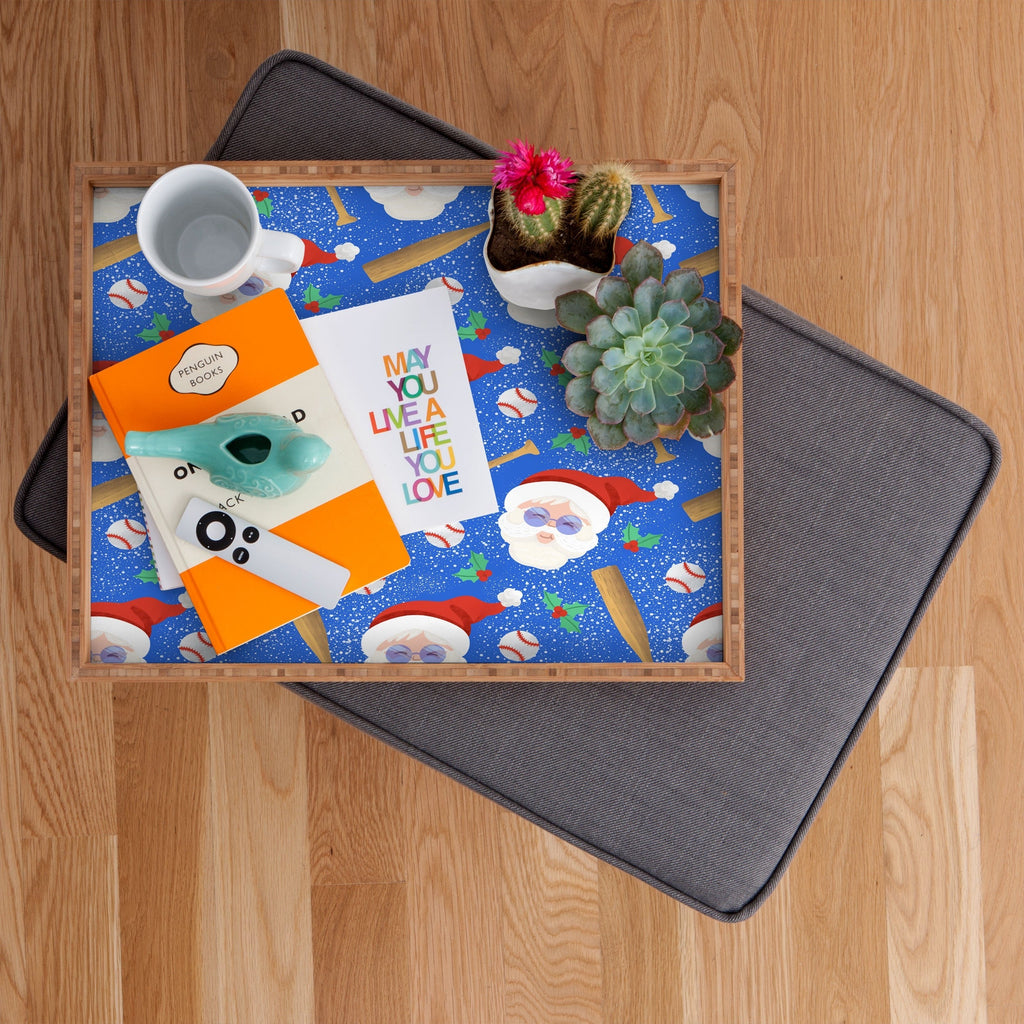 Design by Spark Sporty Baseball Santa Rectangular Tray