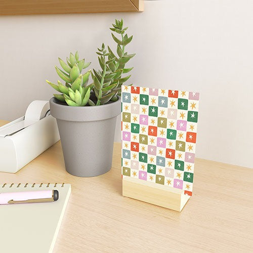 LouBruzzoni Retro Star Block Pattern Mini Art Print