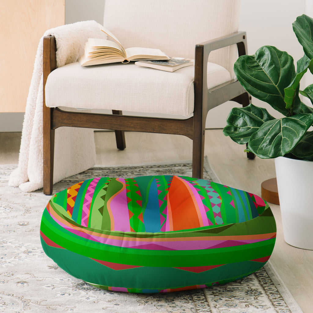 Mirimo Bazaar Brazil Green Floor Pillow Round