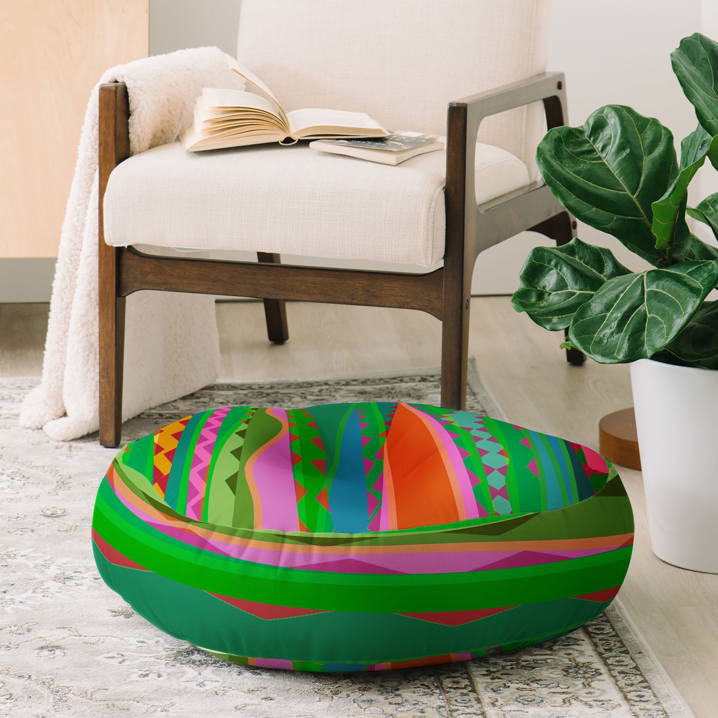 Mirimo Bazaar Brazil Green Floor Pillow Round