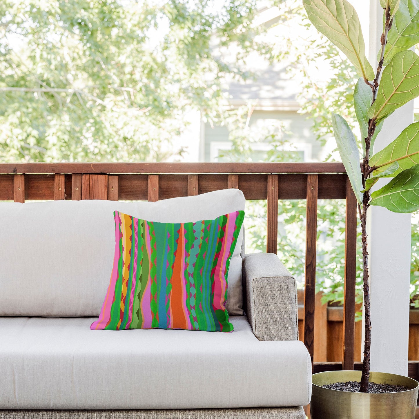 Mirimo Bazaar Brazil Green Outdoor Throw Pillow