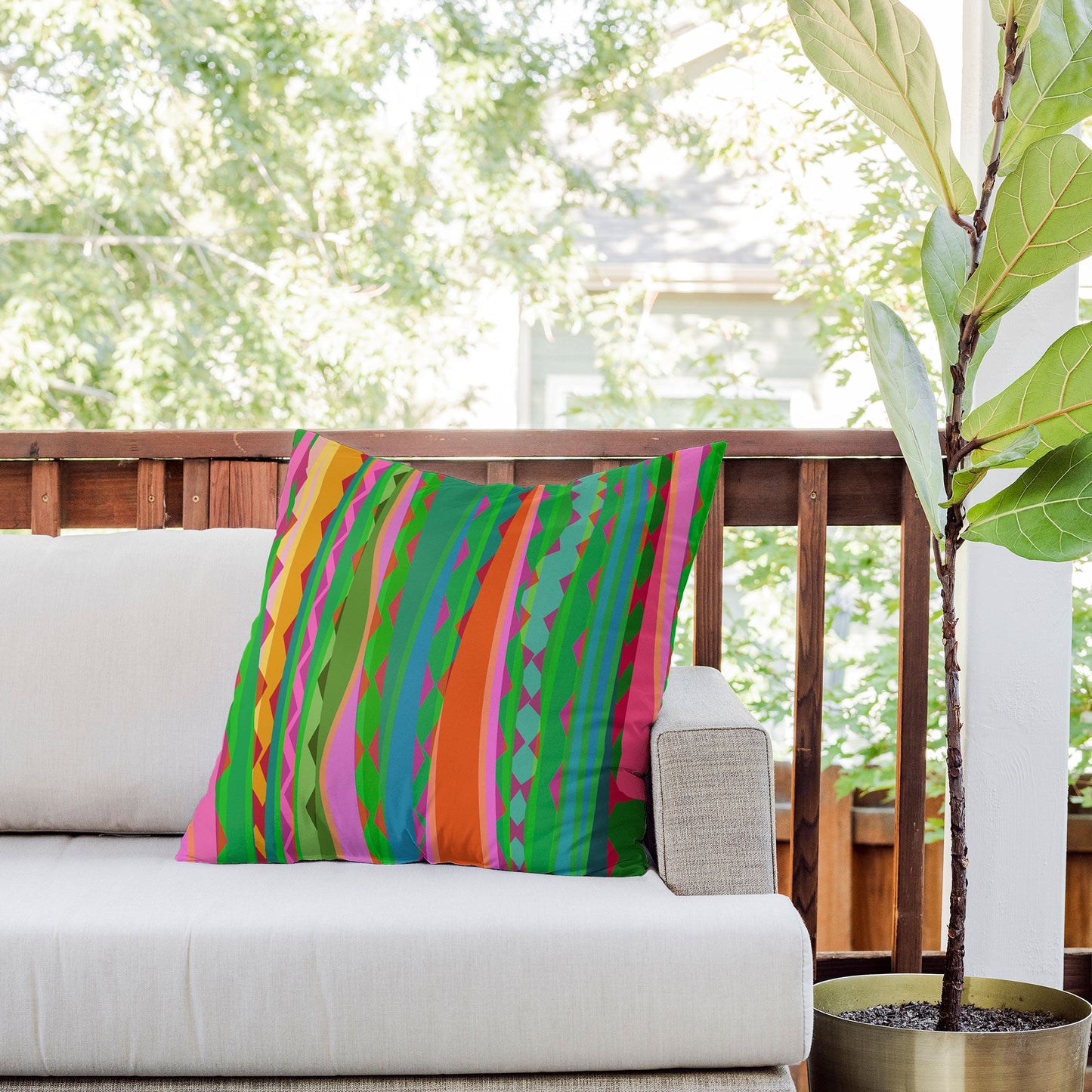 Mirimo Bazaar Brazil Green Outdoor Throw Pillow