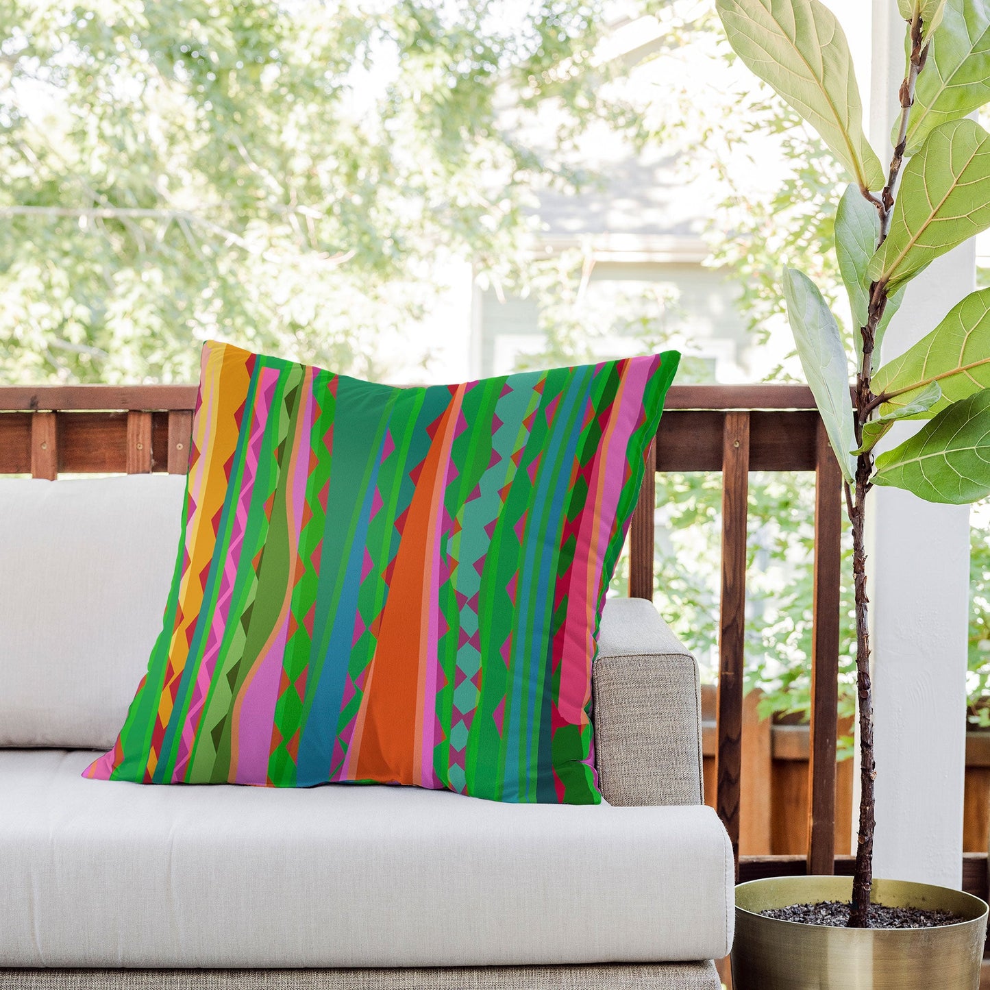 Mirimo Bazaar Brazil Green Outdoor Throw Pillow