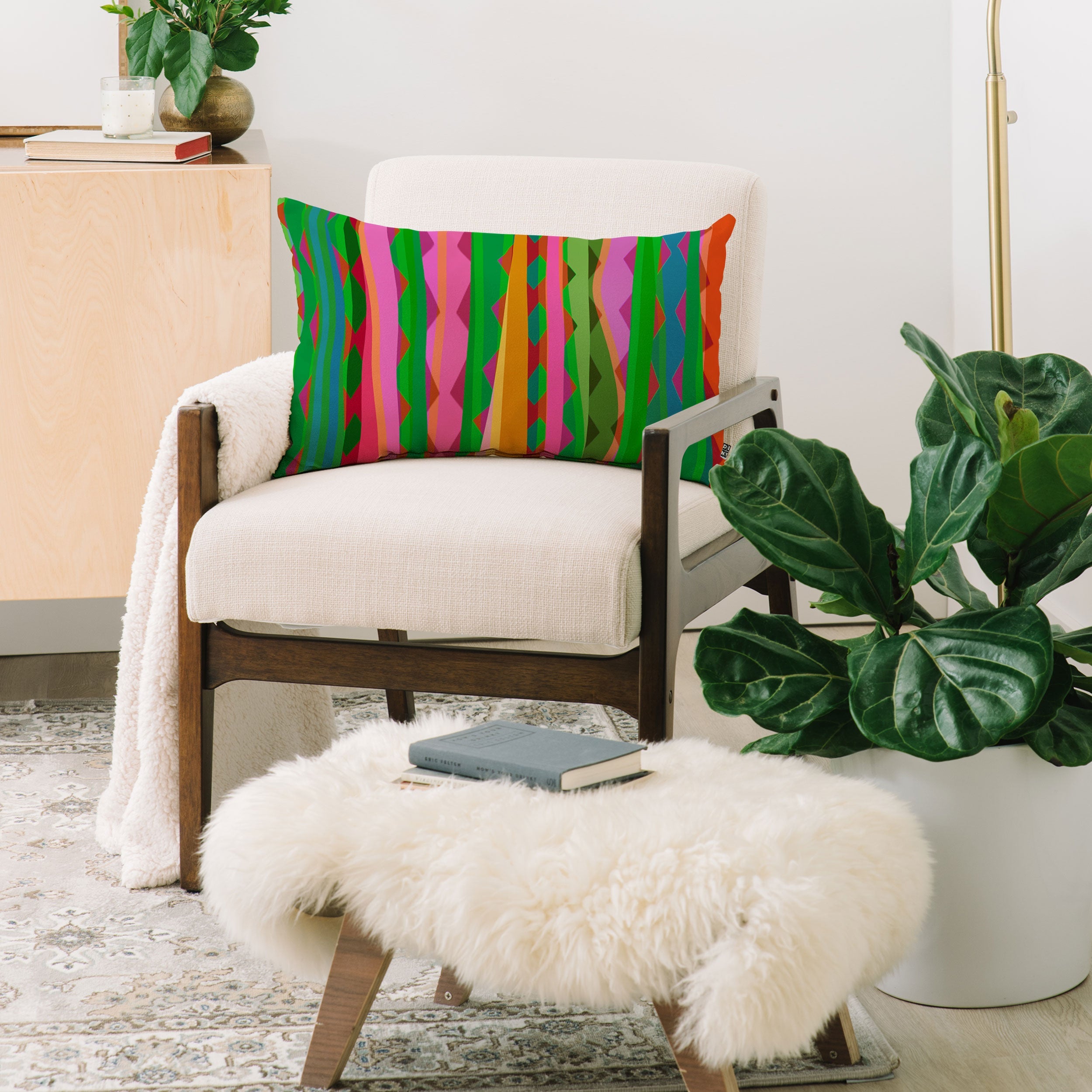Mirimo Bazaar Brazil Green Oblong Throw Pillow