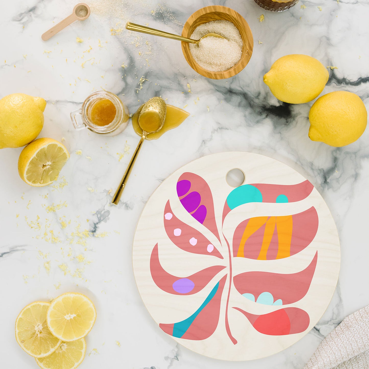 Mirimo Boho Leaf Cutting Board Round