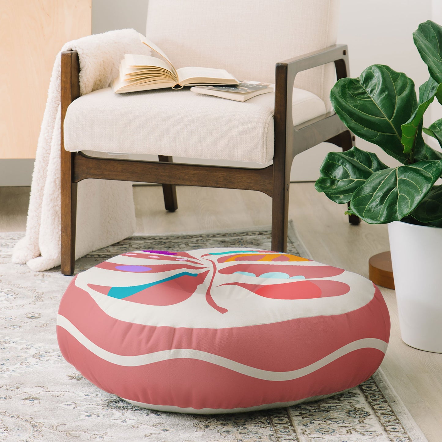 Mirimo Boho Leaf Floor Pillow Round
