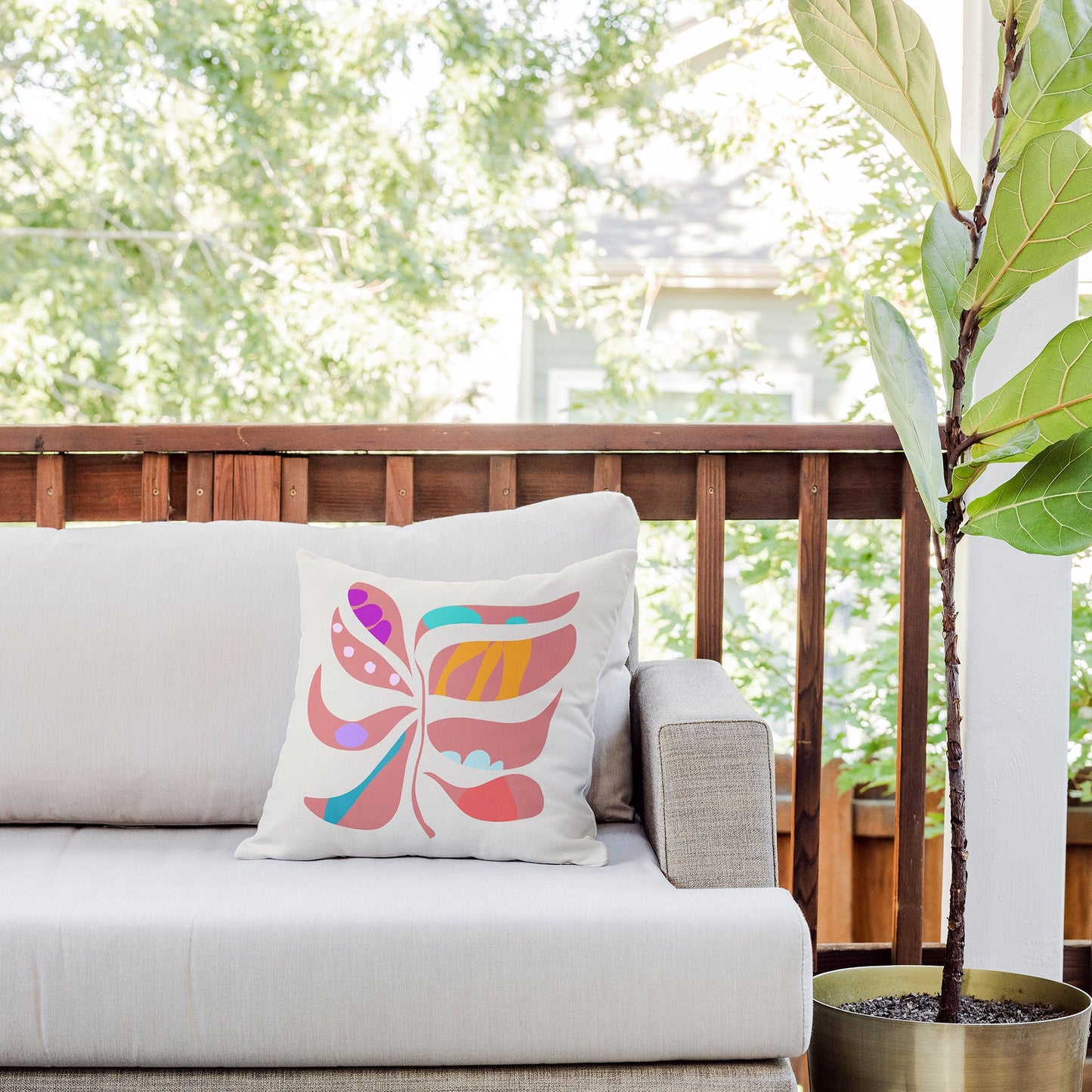 Mirimo Boho Leaf Outdoor Throw Pillow
