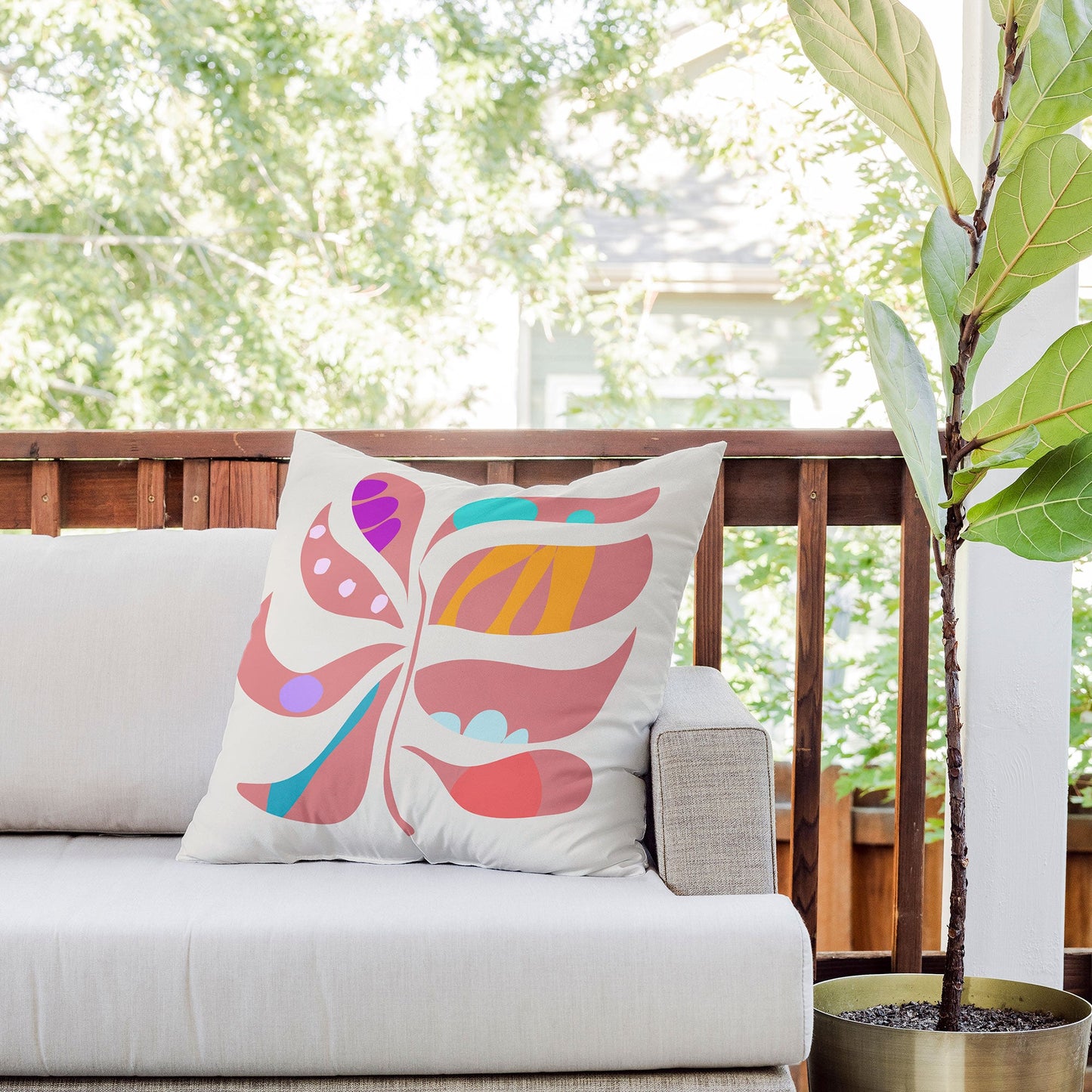 Mirimo Boho Leaf Outdoor Throw Pillow
