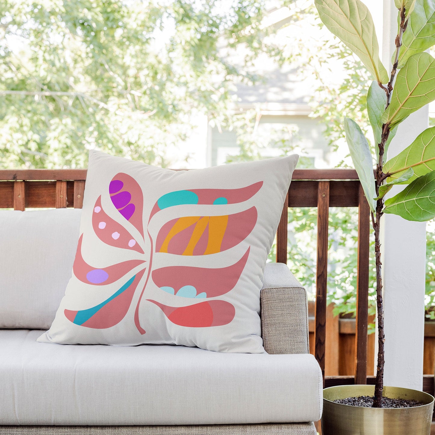 Mirimo Boho Leaf Outdoor Throw Pillow