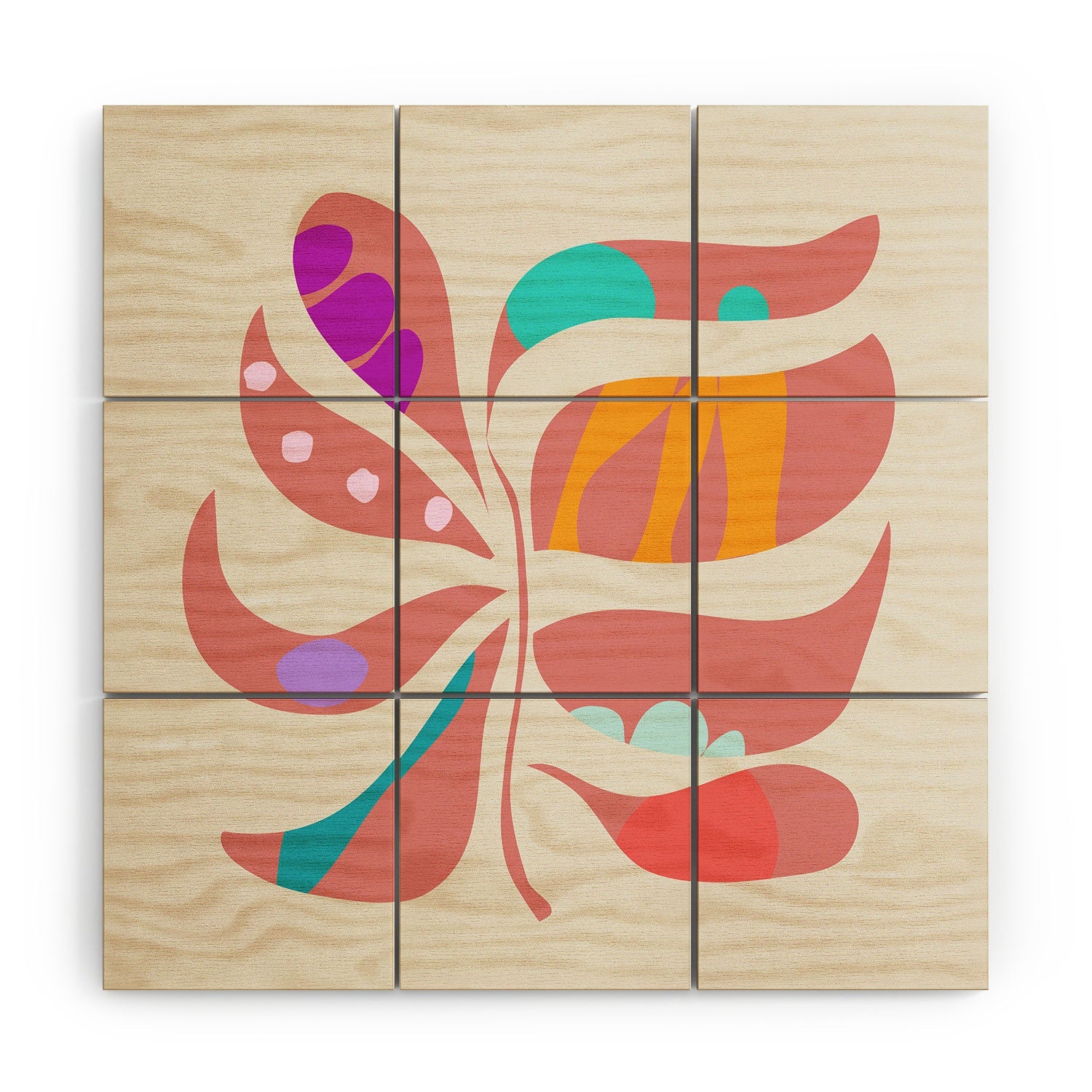 Mirimo Boho Leaf Wood Wall Mural