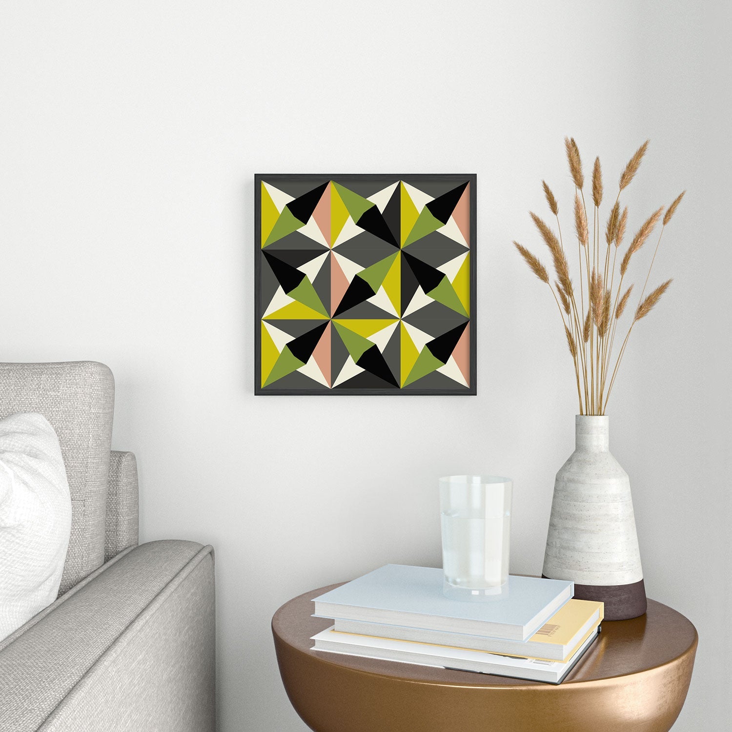 Mirimo Bosa Green Square Metal Framed Art Print