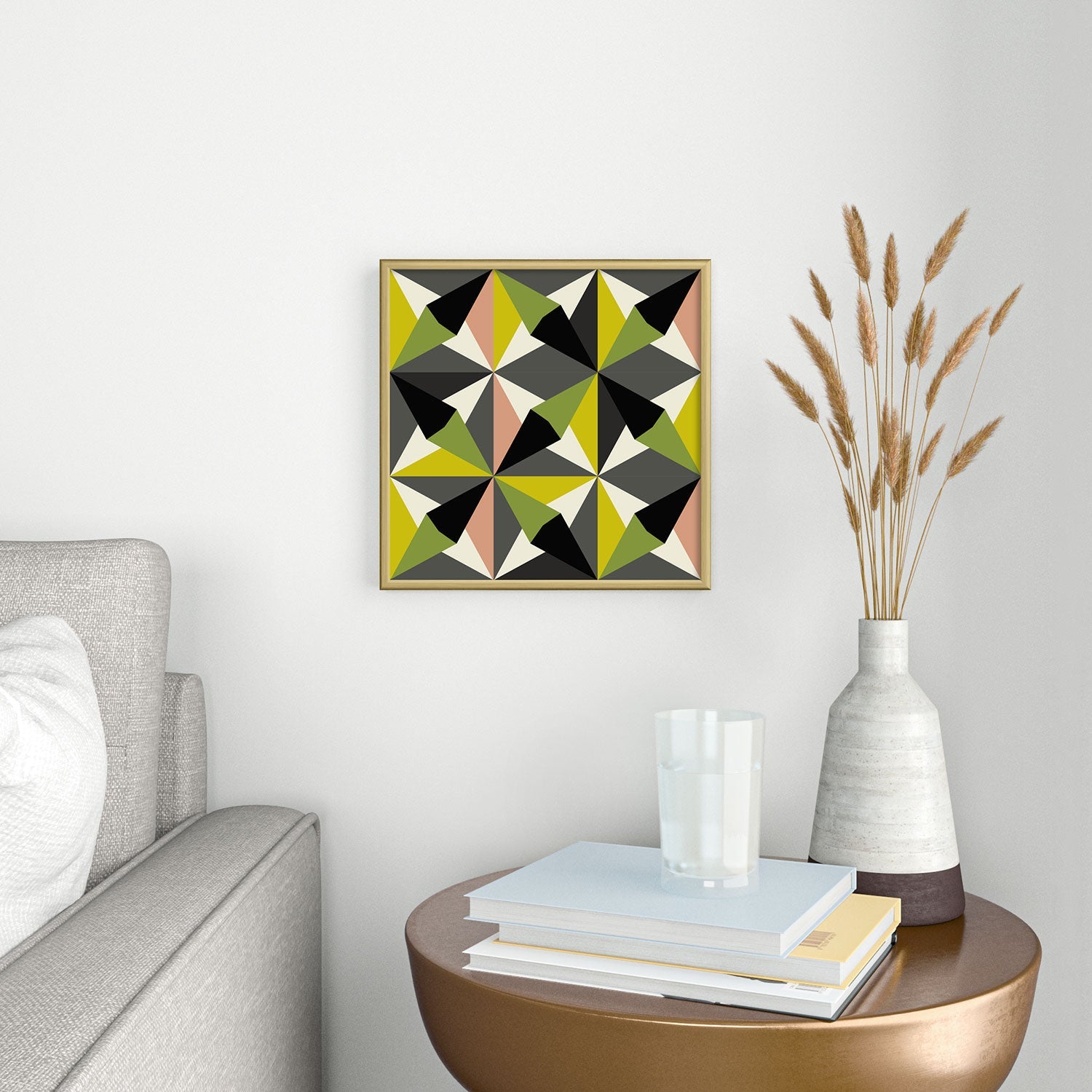 Mirimo Bosa Green Square Metal Framed Art Print