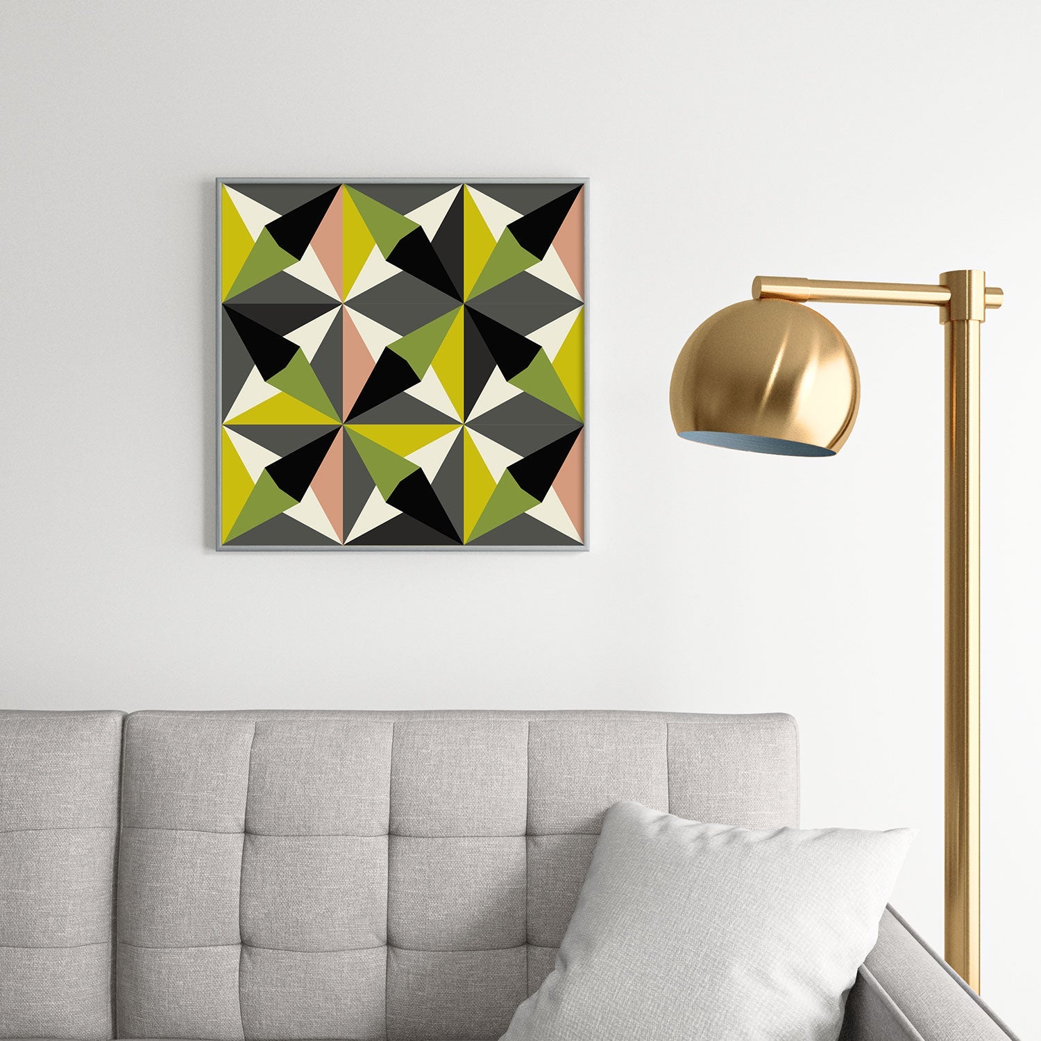 Mirimo Bosa Green Square Metal Framed Art Print