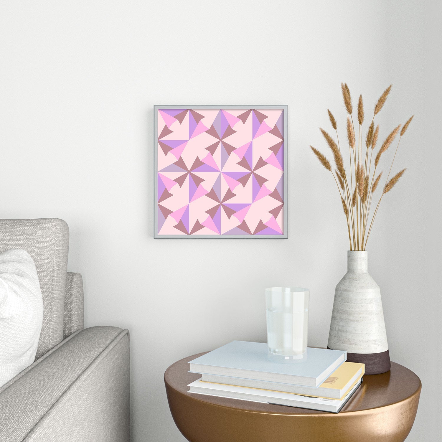Mirimo Bosa Rosado Square Metal Framed Art Print
