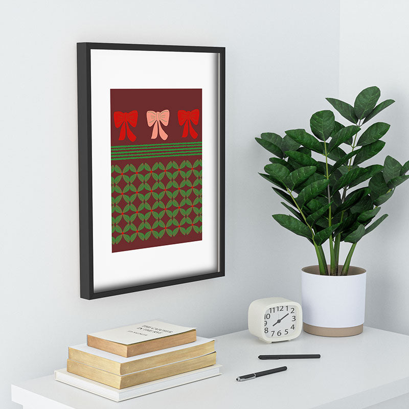Mirimo Bows and Christmas Greens Recessed Framing Rectangle