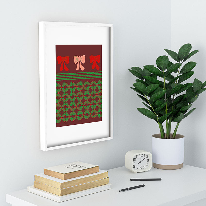Mirimo Bows and Christmas Greens Recessed Framing Rectangle