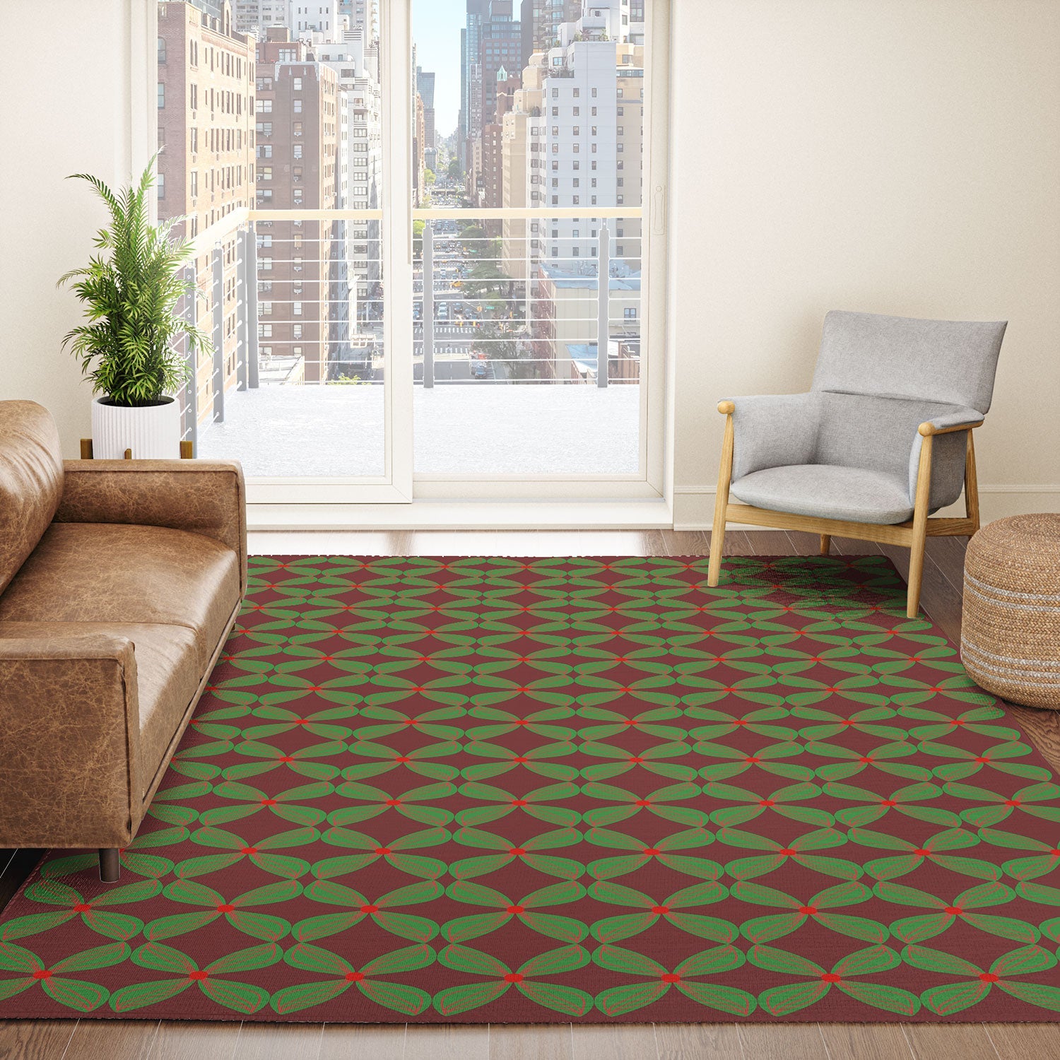 Mirimo Bows and Christmas Greens Area Rug