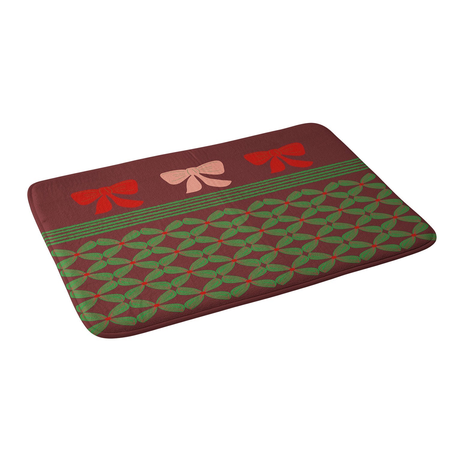 Mirimo Bows and Christmas Greens Memory Foam Bath Mat