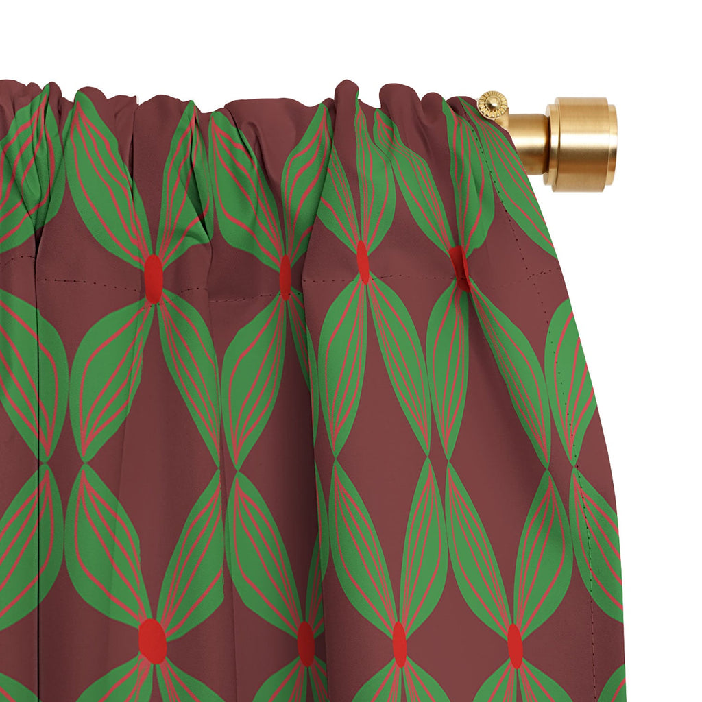 Mirimo Bows and Christmas Greens Blackout Window Curtain