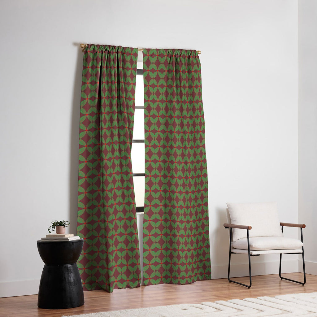 Mirimo Bows and Christmas Greens Blackout Window Curtain