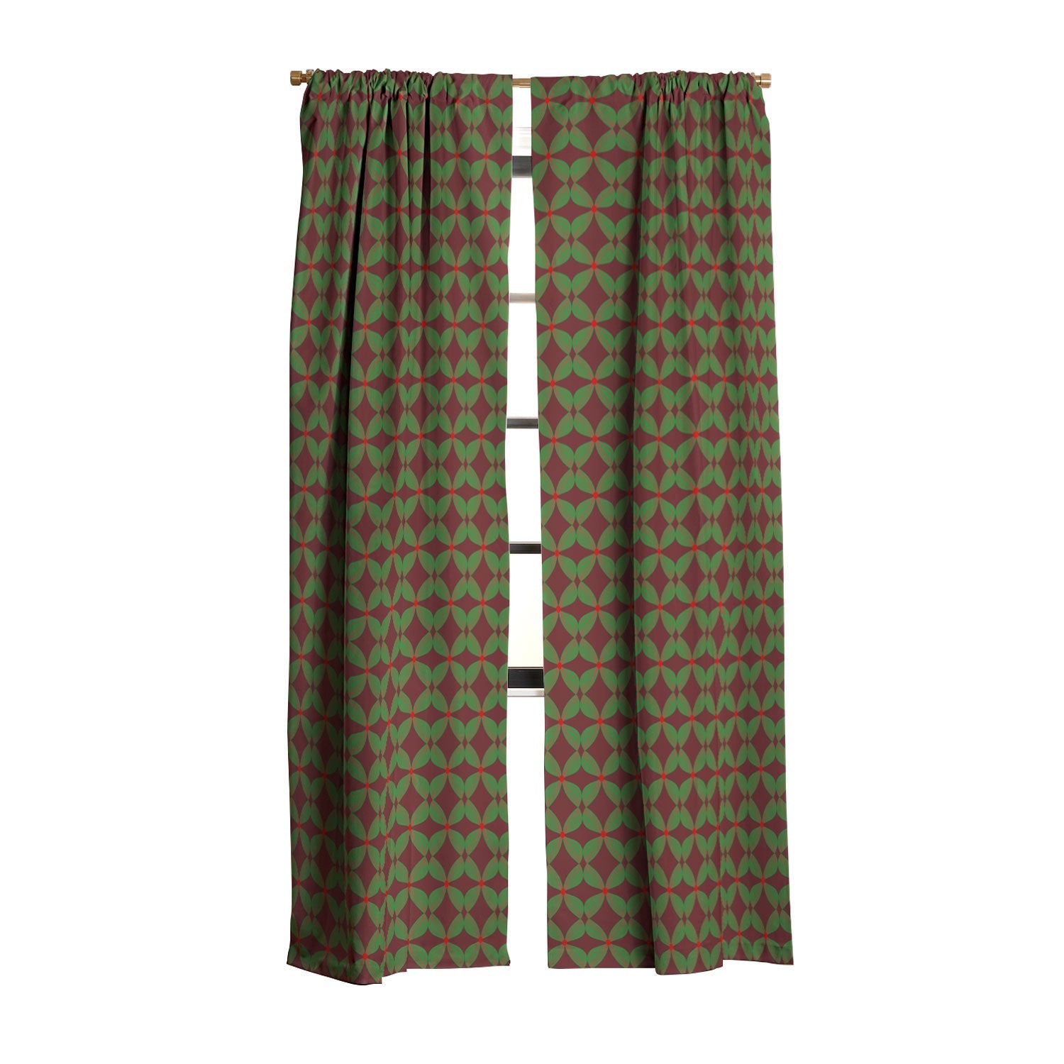 Mirimo Bows and Christmas Greens Blackout Window Curtain