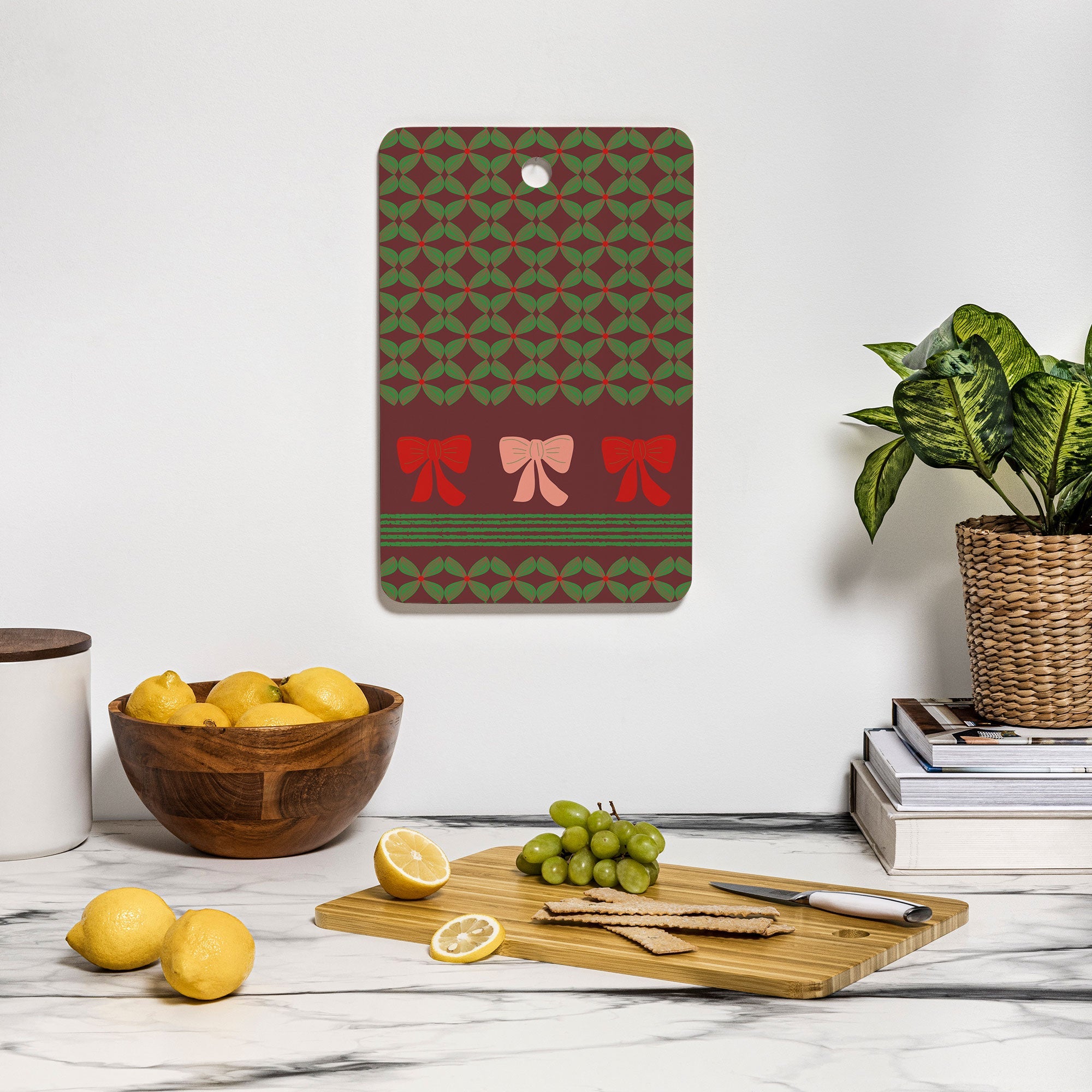 Mirimo Bows and Christmas Greens Cutting Board Rectangle