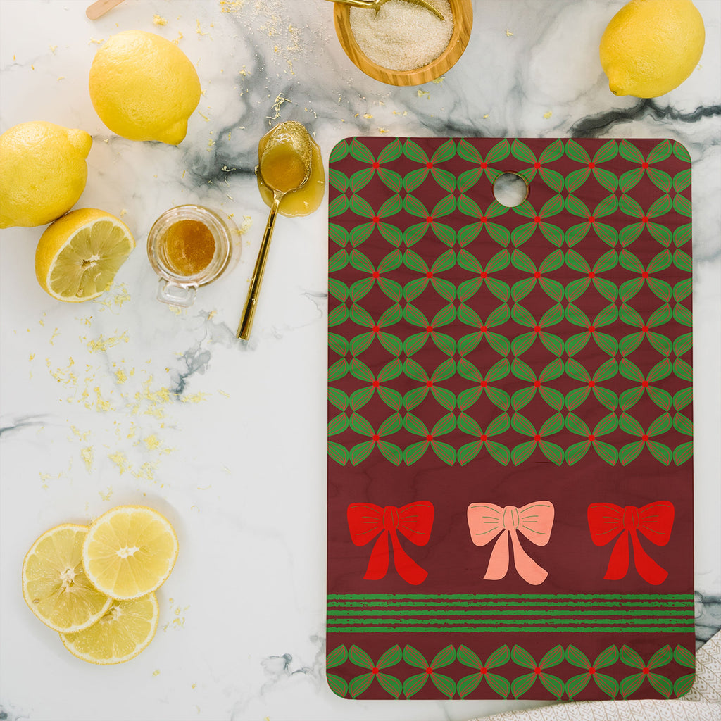 Mirimo Bows and Christmas Greens Cutting Board Rectangle