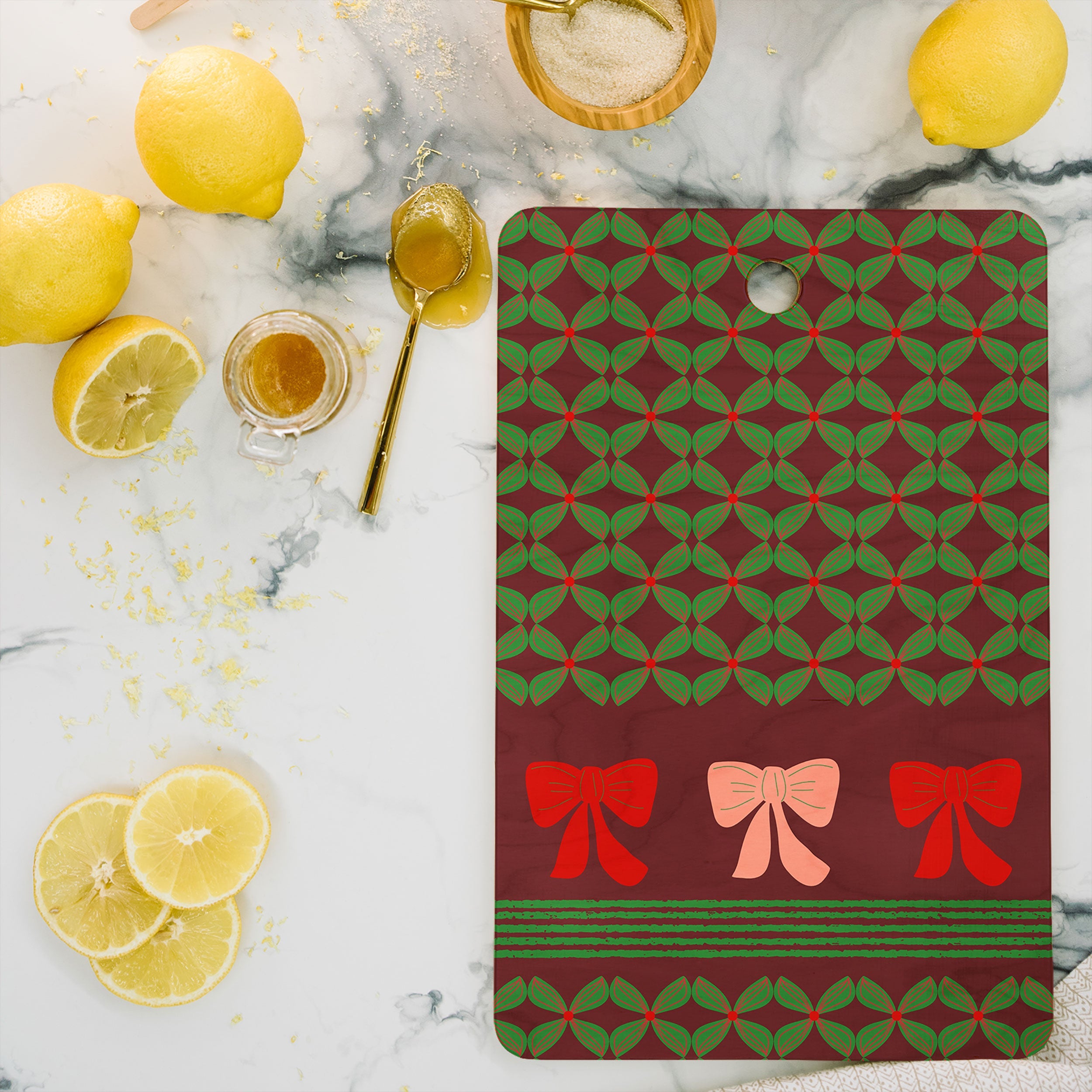 Mirimo Bows and Christmas Greens Cutting Board Rectangle