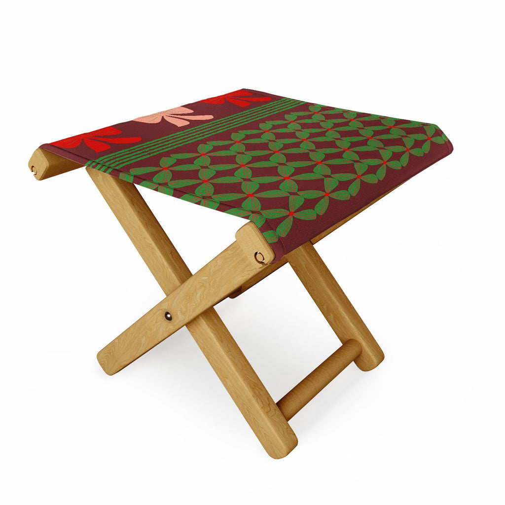 Mirimo Bows and Christmas Greens Folding Stool