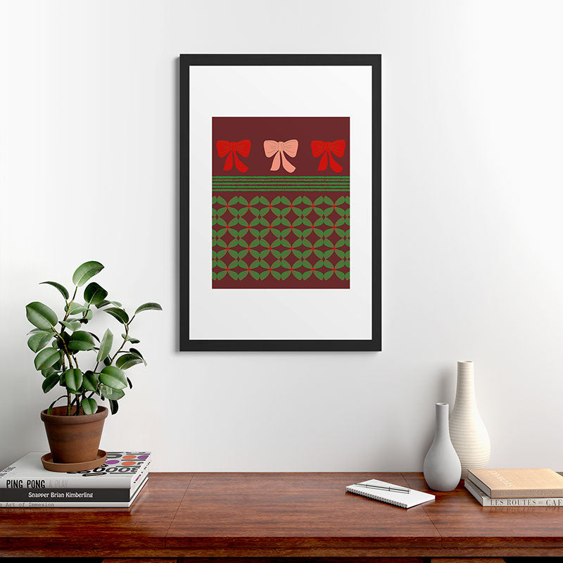 Mirimo Bows and Christmas Greens Framed Art Print