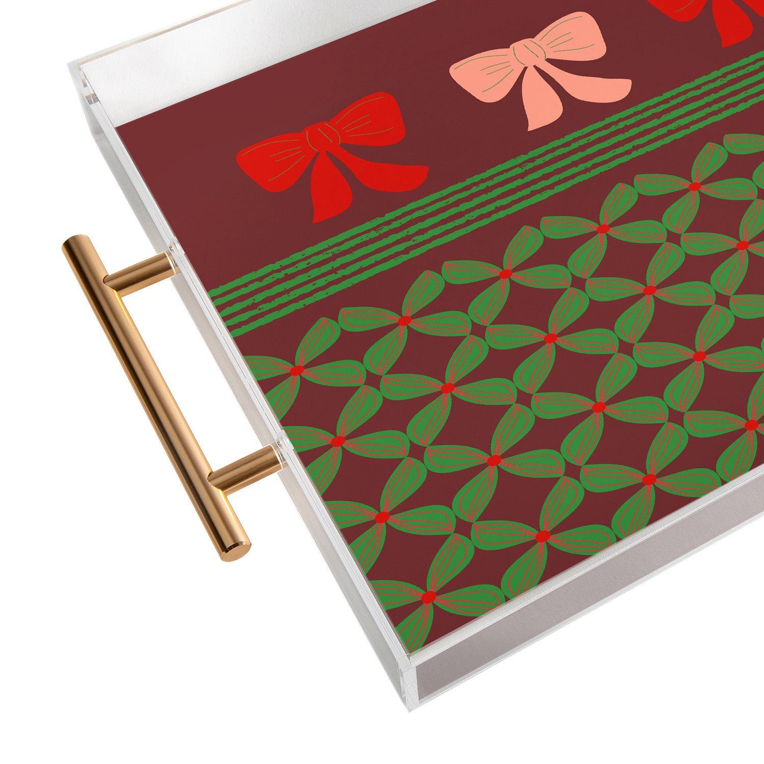 Mirimo Bows and Christmas Greens Acrylic Tray