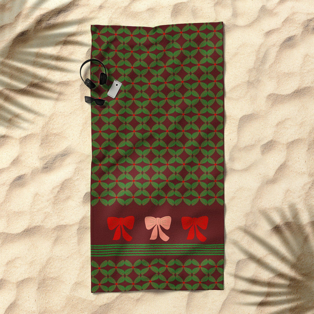 Mirimo Bows and Christmas Greens Beach Towel