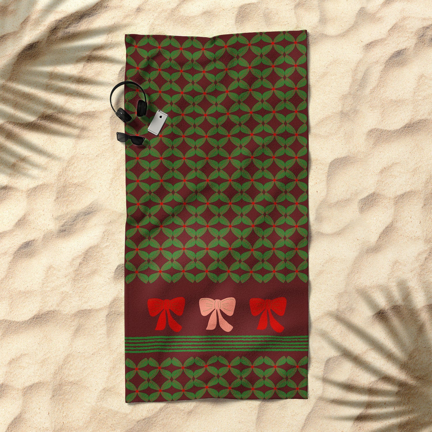 Mirimo Bows and Christmas Greens Beach Towel