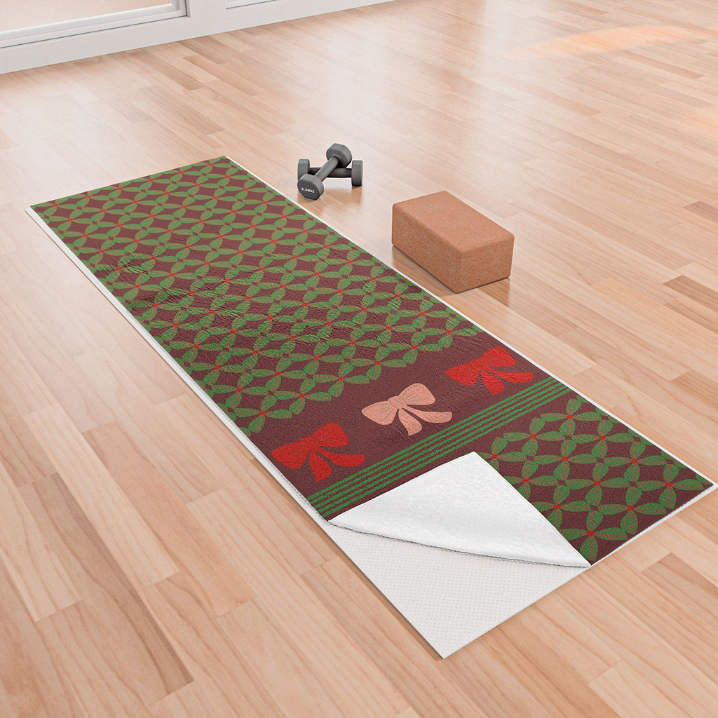 Mirimo Bows and Christmas Greens Yoga Towel