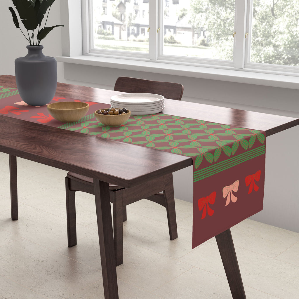 Mirimo Bows and Christmas Greens Table Runner