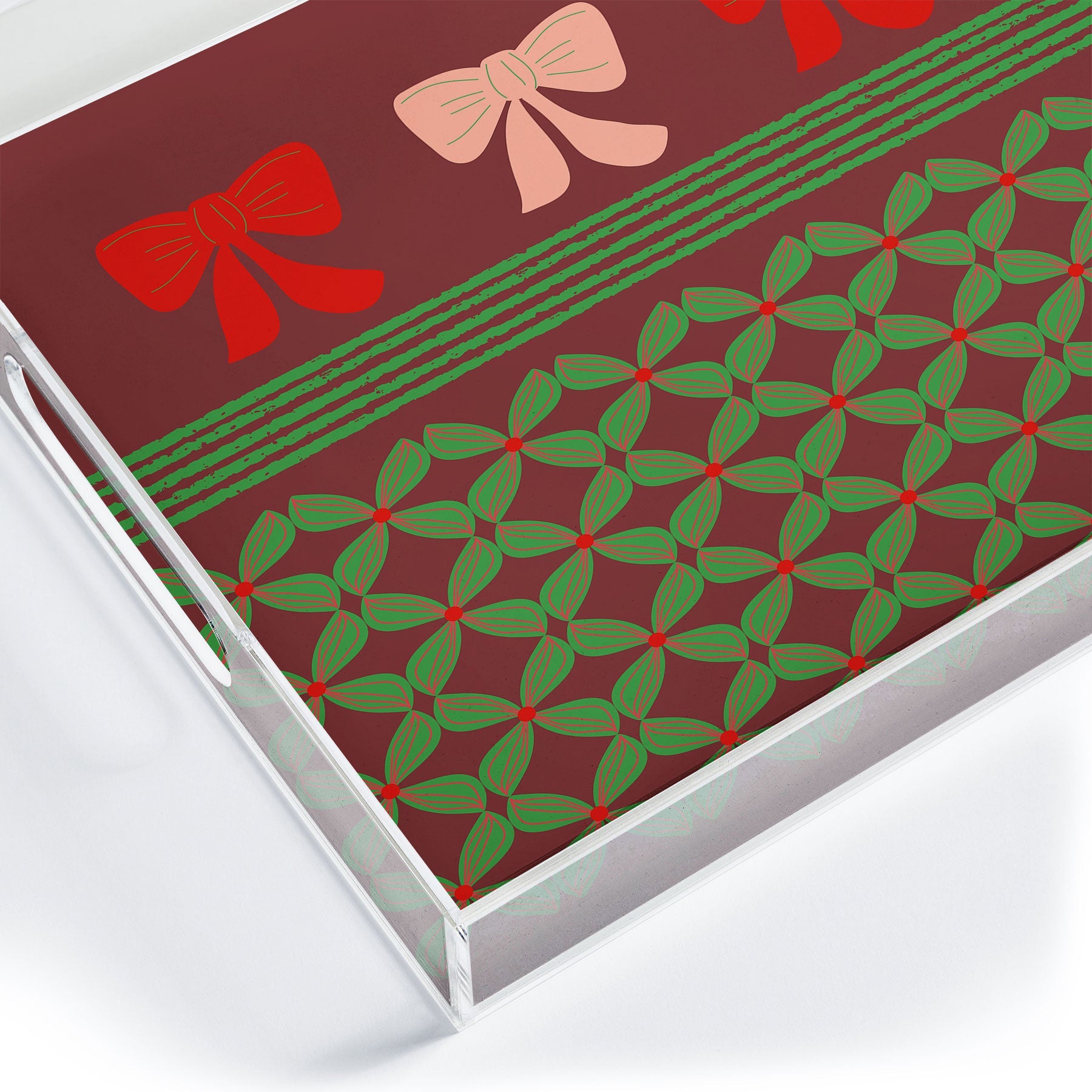 Mirimo Bows and Christmas Greens Acrylic Tray