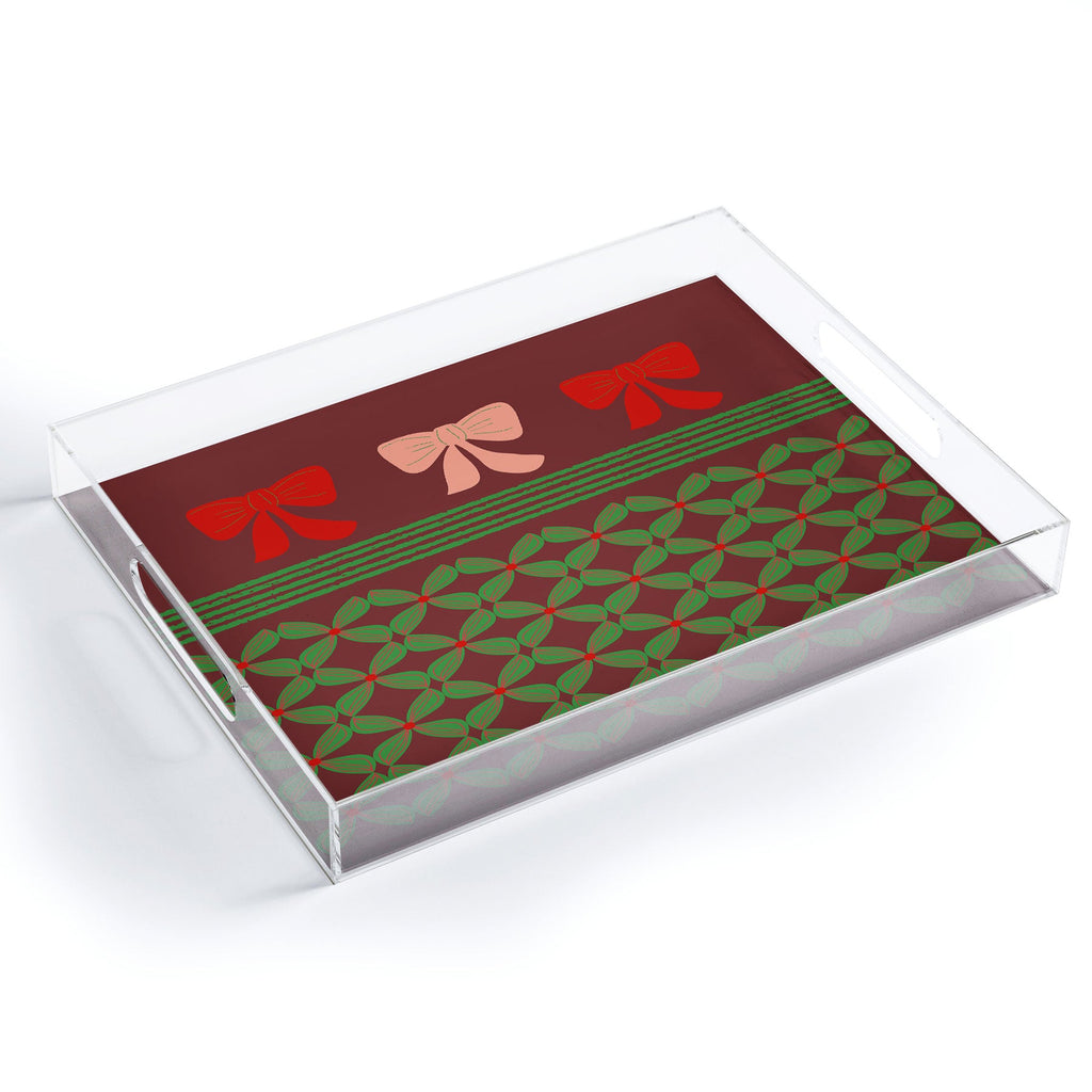 Mirimo Bows and Christmas Greens Acrylic Tray