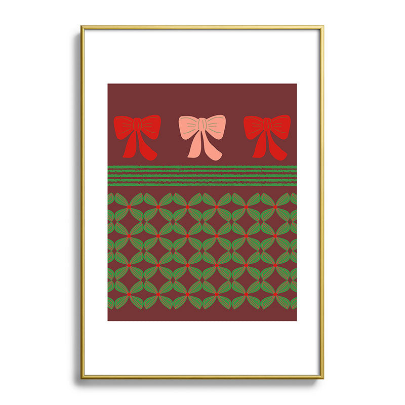 Mirimo Bows and Christmas Greens Metal Framed Art Print