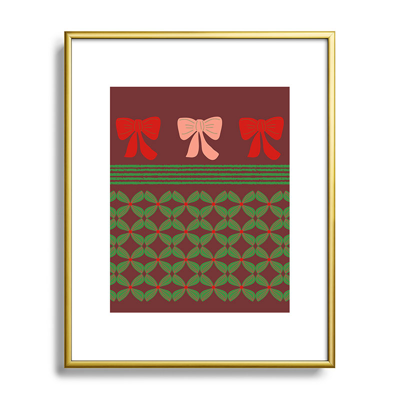 Mirimo Bows and Christmas Greens Metal Framed Art Print
