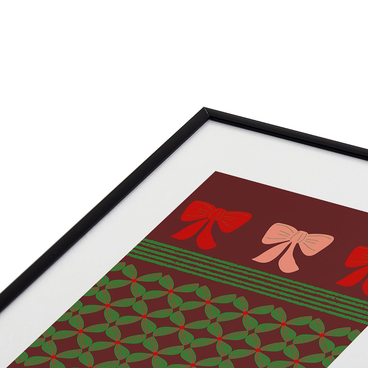 Mirimo Bows and Christmas Greens Metal Framed Art Print