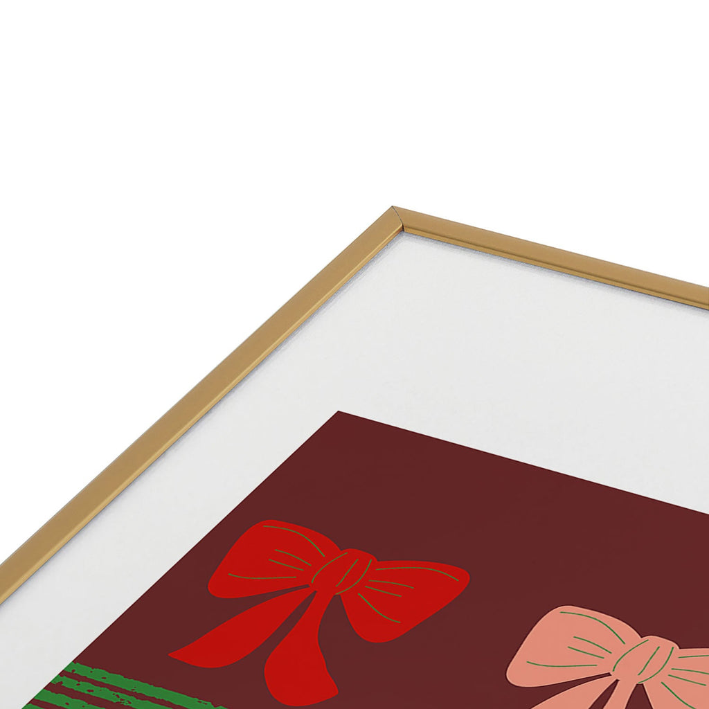 Mirimo Bows and Christmas Greens Metal Framed Art Print