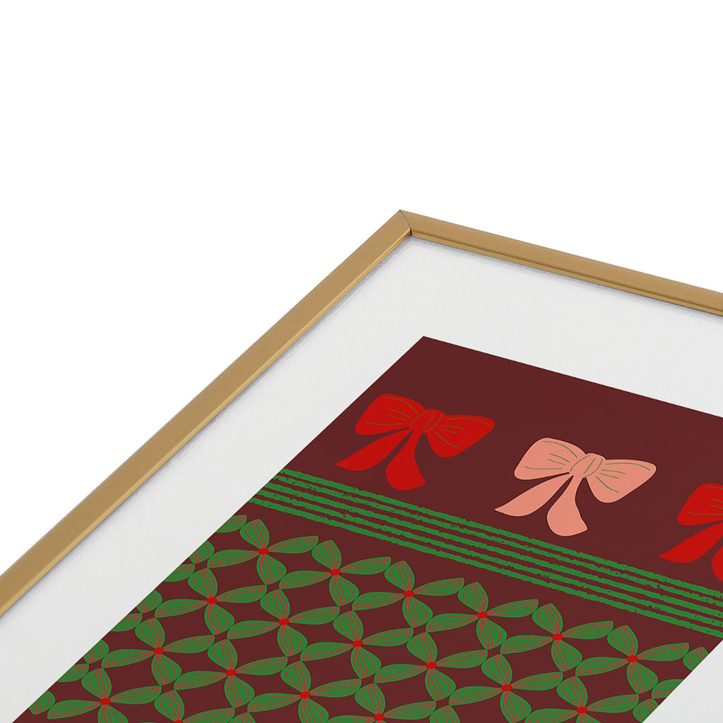 Mirimo Bows and Christmas Greens Metal Framed Art Print
