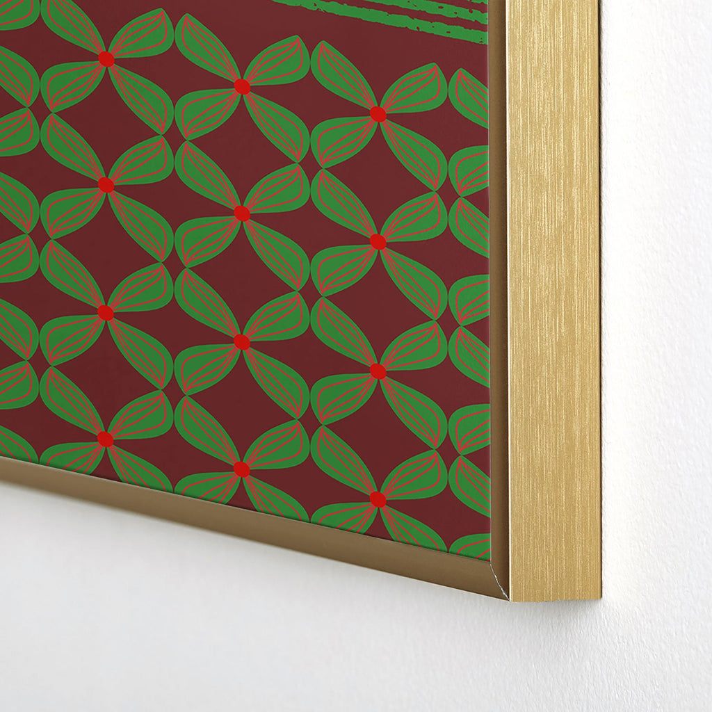 Mirimo Bows and Christmas Greens Square Metal Framed Art Print