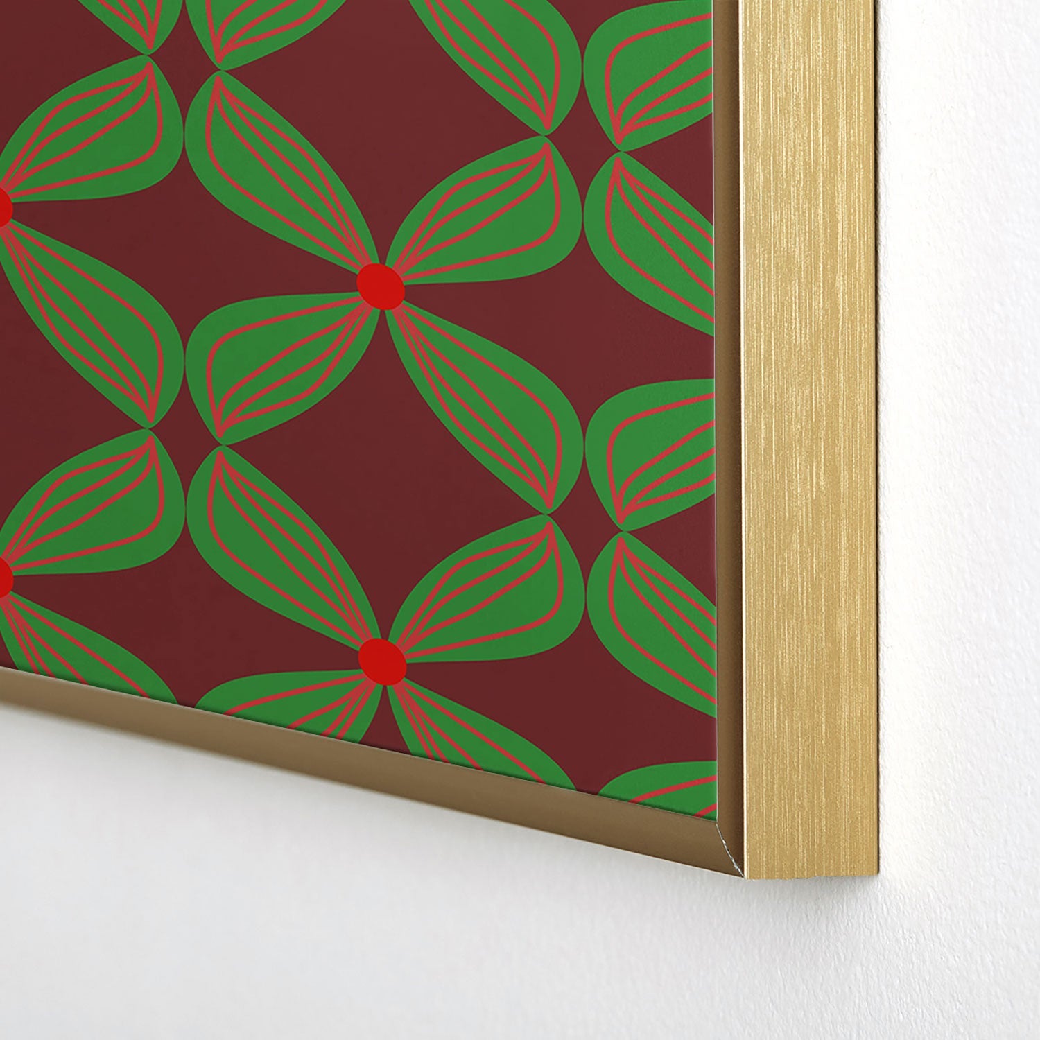 Mirimo Bows and Christmas Greens Square Metal Framed Art Print