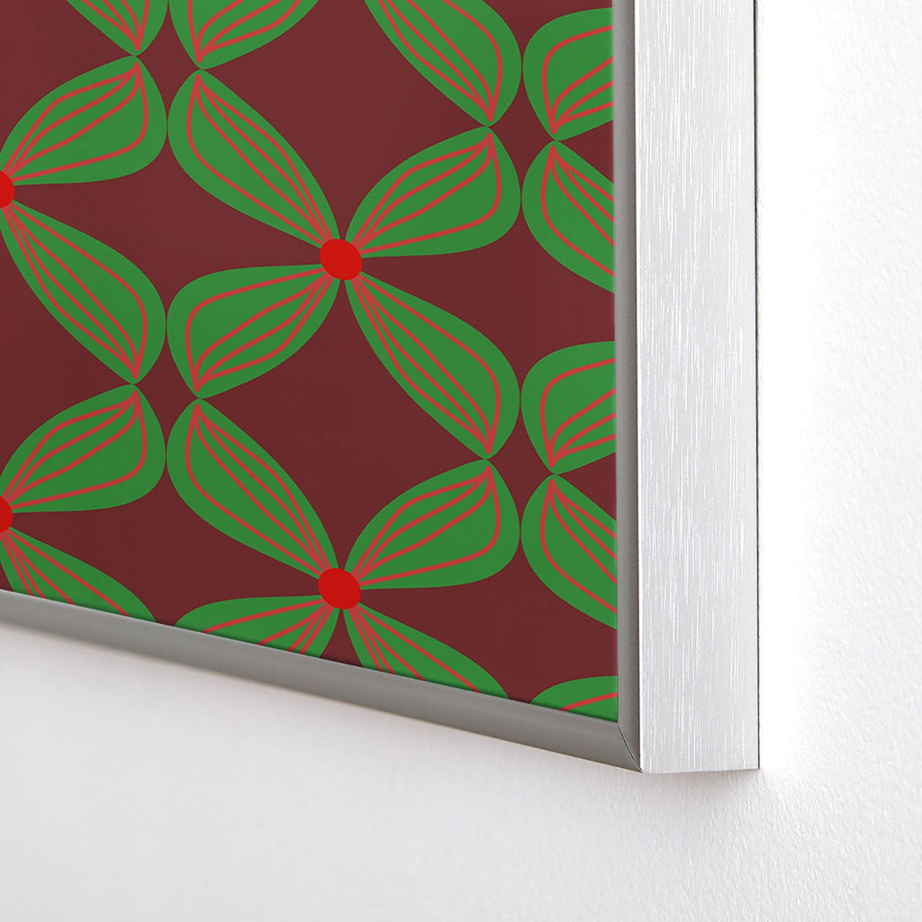 Mirimo Bows and Christmas Greens Square Metal Framed Art Print