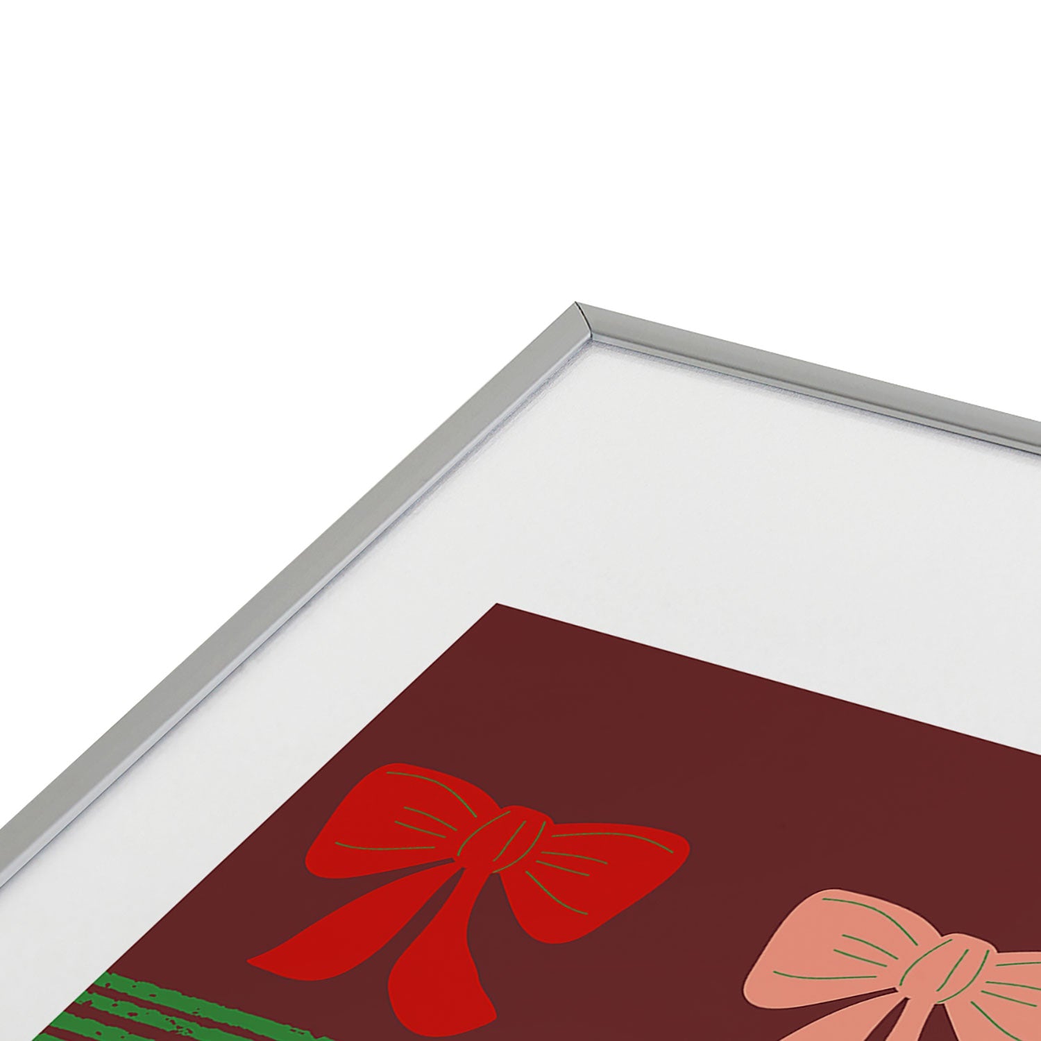 Mirimo Bows and Christmas Greens Metal Framed Art Print