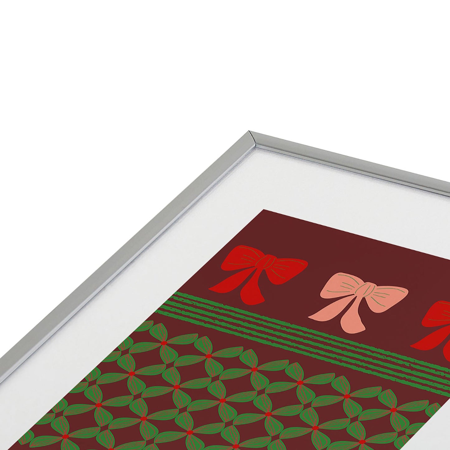 Mirimo Bows and Christmas Greens Metal Framed Art Print
