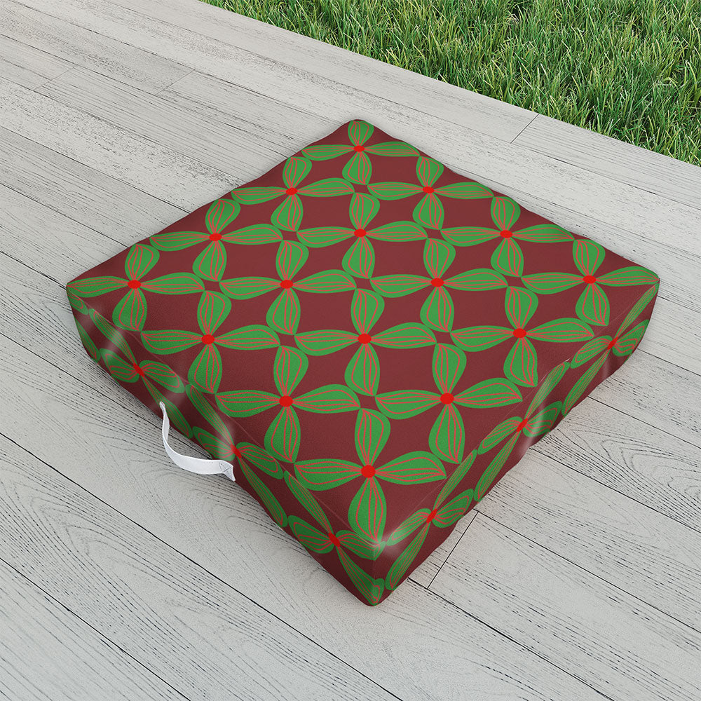 Mirimo Bows and Christmas Greens Outdoor Floor Cushion